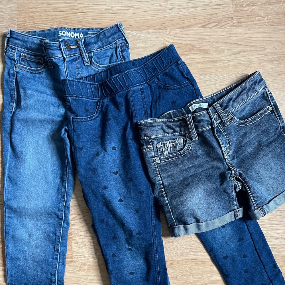 Girls size 6 jeans and shorts